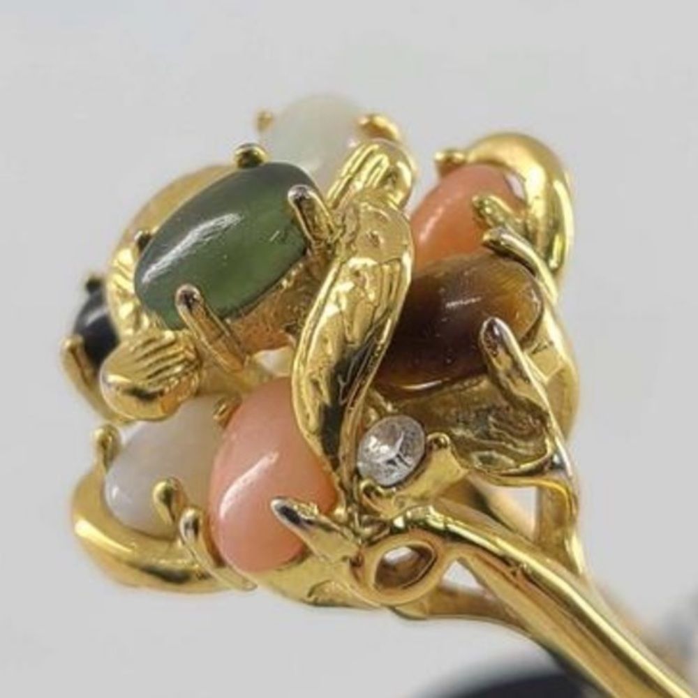 Seta Multi-Gemstone Gold Tone Statement Ring Size… - image 3
